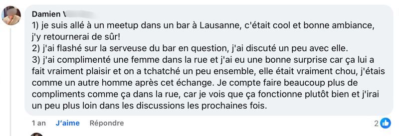 Meetup + compliment dans la rue